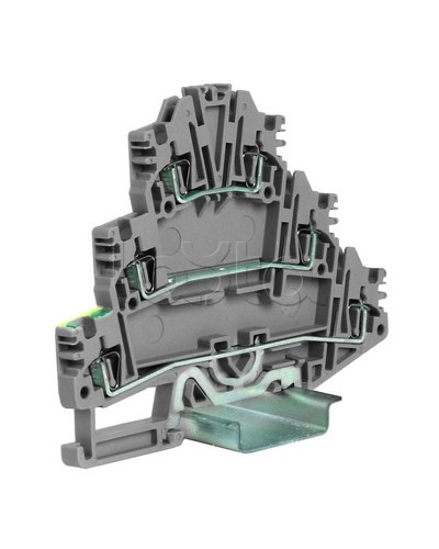 Зажим трех-уровневый c заземлением на нижнем уровне 2,5 кв.мм, серый DKC ZHL500GR во Владивостоке Держатели, клипсы, скобы Pintop.ru