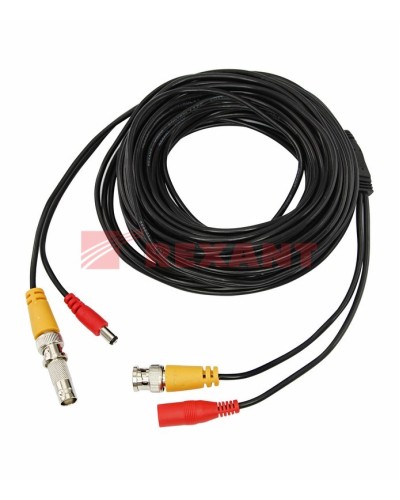 Шнур соединительный BNC-BNC для систем видеонаблюдения, с питанием (DC) от камеры (18 м) REXANT (18-1718) во Владивостоке Патч-корды и пигтейлы Pintop.ru