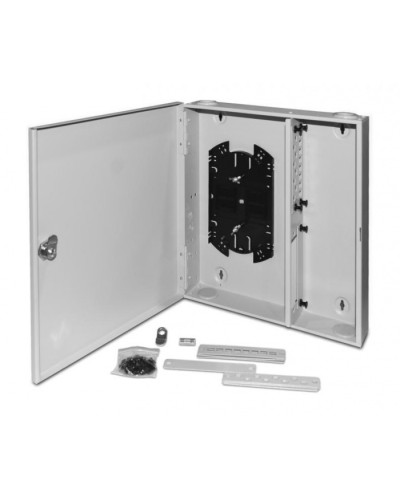 Бокс оптический универсальный настенный, от 8 до 32 портов (SC, duplex LC, ST, FC) Hyperline FO-WBX-4xSLT-W140H42-32UN-GY во Владивостоке Кросс оптический Pintop.ru