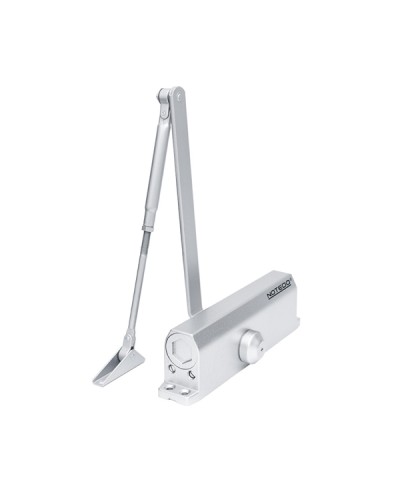 Доводчик NOTEDO DC-110 DA EN3-4, с задержкой закрывания, с рычажной тягой, (серебро) (RAL9006) во Владивостоке Доводчики Pintop.ru