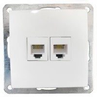 Розетка телефонная двойная 2хRJ-11 с накладкой (белый) LK60 (865604)