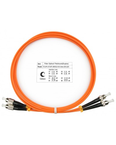 Шнур оптический duplex FC-ST 62,5/125 mm 1,5м LSZH Cabeus FOP-62-FC-ST-1,5m во Владивостоке Патч-корды оптические Pintop.ru