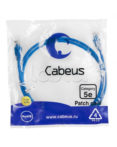 Патч-корд медный U/UTP кат.5е (1,5м) LSZH (синий) Cabeus (PC-UTP-RJ45-Cat.5e-1.5m-BL-LSZH) во Владивостоке Патчкорды (медные) Pintop.ru