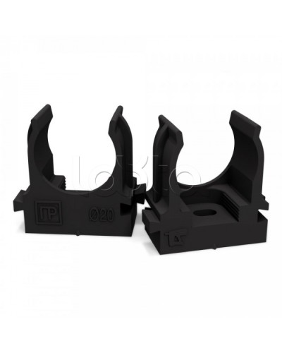 Крепеж-клипса для труб для монтажного пистолета черная в п/э д20 (100шт/900шт уп/кор) Промрукав (PR13.0132) во Владивостоке Держатели, клипсы, скобы Pintop.ru