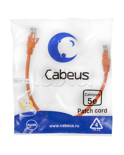 Патч-корд медный U/UTP кат.5е (0,3м) LSZH (оранжевый) Cabeus (PC-UTP-RJ45-Cat.5e-0.3m-OR-LSZH) во Владивостоке Патчкорды (медные) Pintop.ru