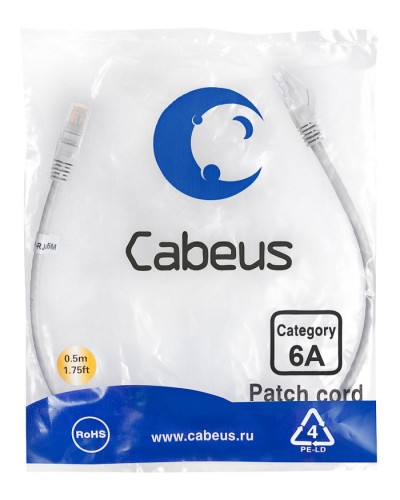 Шнур коммутационный 2xRJ-45/8P8C U/UTP кат.6 (0,5 м) Cabeus PC-UTP-RJ45-Cat.6a-0.5m-LSZH во Владивостоке Патчкорды (медные) Pintop.ru