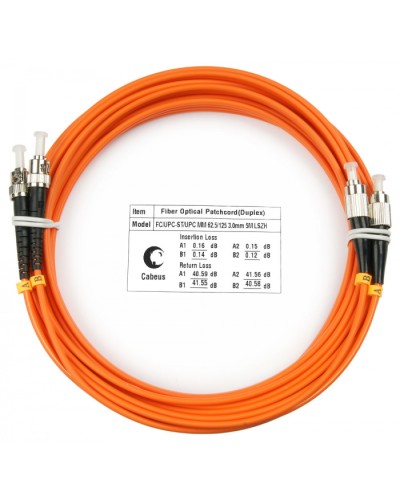 Шнур оптический duplex FC-ST 62,5/125 mm 5м LSZH Cabeus FOP-62-FC-ST-5m во Владивостоке Патч-корды оптические Pintop.ru