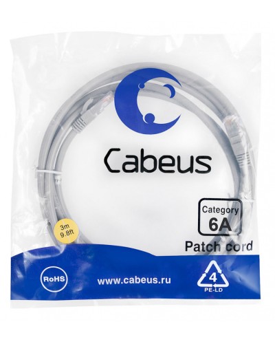 Шнур коммутационный 2xRJ-45/8P8C U/UTP кат.6a (3 м) Cabeus PC-UTP-RJ45-Cat.6a-3m-LSZH во Владивостоке Патчкорды (медные) Pintop.ru