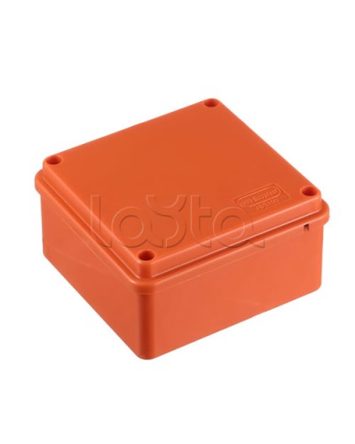 JBS100 Коробка огн. E110, о/п 100х100х55мм, с гладкими стенками, без галогена, IP56, 4P, (2,5-16 мм2), цвет оранж. Экопласт (42327HF) во Владивостоке Коробки (ОКЛ) Экопласт Pintop.ru