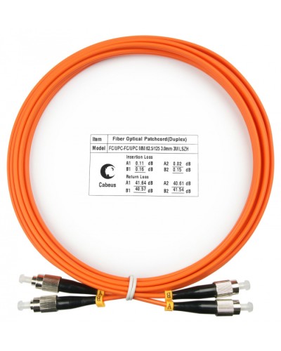 Шнур оптический duplex FC-FC 62,5/125 mm 3м LSZH Cabeus FOP-62-FC-FC-3m во Владивостоке Патч-корды оптические Pintop.ru