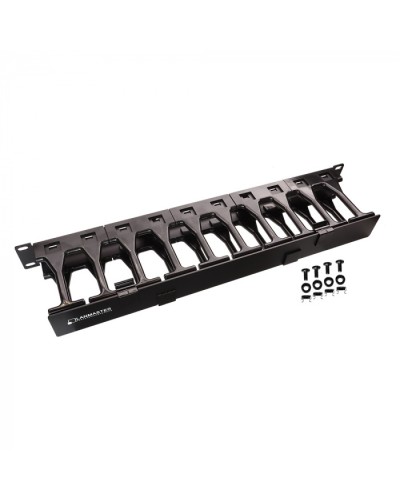 Кабельный органайзер 19 c пластиковыми пальцами глубиной 106 мм и крышкой, 2U LANMASTER (LAN-ORG-PF/S-2U) во Владивостоке Кабельные органайзеры Pintop.ru