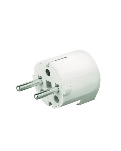 Вилка кабельная, бытовая с боковым вводом кабеля. Белая. IP20 16А 2P+E 230В DKC DIS13083 во Владивостоке Аксессуары для стоек и шкафов Pintop.ru