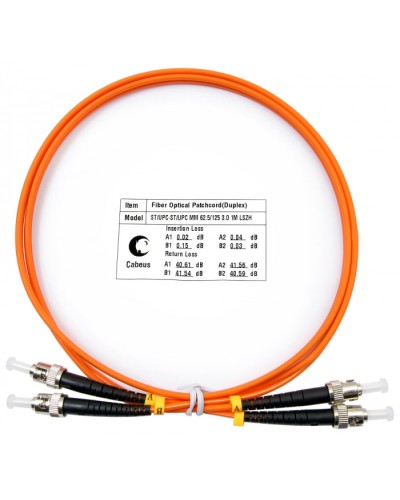 Шнур оптический duplex ST-ST 62,5/125 mm 1м LSZH Cabeus FOP-62-ST-ST-1m во Владивостоке Патч-корды оптические Pintop.ru