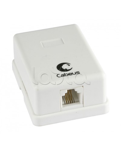 Розетка телефонная RJ-12(6P4C), одинарная, внешняя, белая Cabeus WS-6P4C-TEL-1 во Владивостоке Розетки компьютерные и телефонные Pintop.ru