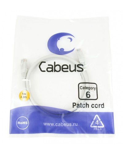 Шнур коммутационный 2xRJ-45/8P8C U/UTP кат.6 (1 м) Cabeus PC-UTP-RJ45-Cat.6-1m во Владивостоке Патчкорды (медные) Pintop.ru