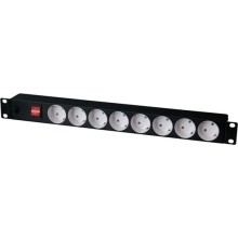 Блок розеток 1U, 8 розеток Schuko с фильтром TLK TLK-RS08MF1-BK