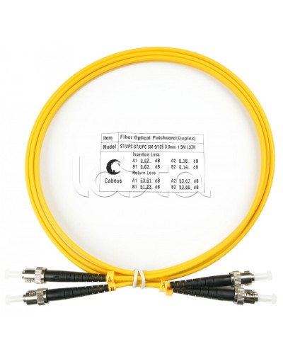 Шнур оптический duplex ST-ST 9/125 sm 1,5м LSZH Cabeus FOP(d)-9-ST-ST-1,5m во Владивостоке Патч-корды оптические Pintop.ru