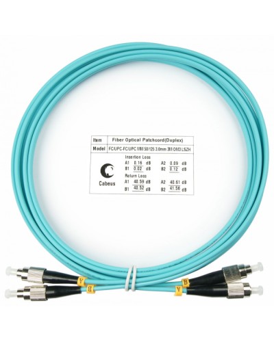 Шнур оптический duplex FC-FC 50/125 mm OM3 3м LSZH Cabeus FOP-50-FC-FC-3m во Владивостоке Патч-корды и пигтейлы Pintop.ru