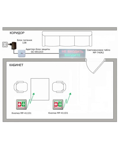 Радиокомплект светового и звукового вызова Hostcall MP-911W2 во Владивостоке Система оповещения и трансляции Hostcall Pintop.ru