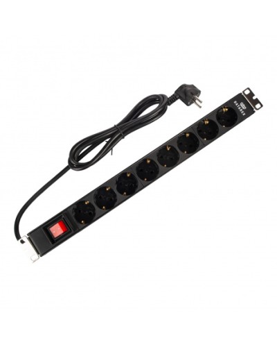 Блок распределения 19 (PDU) с выключателем на 16А, 8 разъемов SHUKO, шнур питания 1,8 м, черныйDatarex DR-432121 во Владивостоке Блоки розеток Pintop.ru