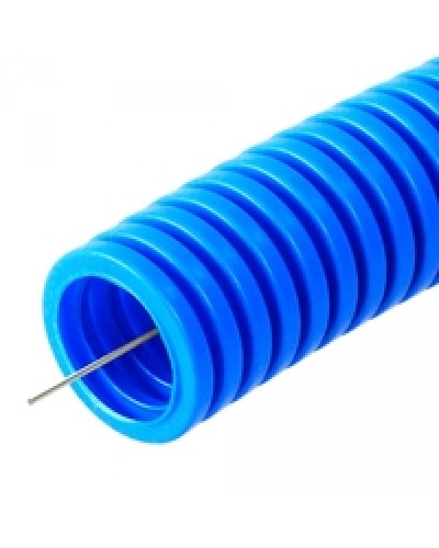 Труба гофрированная ПП тяжёлая 750 Н безгалогенная (HF) синяя с/з д25 (50м/2600м уп/пал) Промрукав (PR02.0057) во Владивостоке Труба гофрированная Pintop.ru