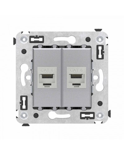 Компьютерная розетка RJ-45 в стену, кат.6 двойная экранированная, Avanti, Закаленная сталь DKC (4404794) во Владивостоке Розетки компьютерные и телефонные Pintop.ru