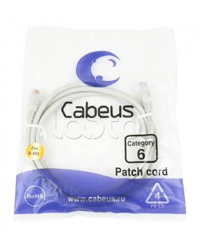Шнур коммутационный 2xRJ-45/8P8C U/UTP кат.6 (1.5 м) Cabeus PC-UTP-RJ45-Cat.6-1.5m во Владивостоке Патчкорды (медные) Pintop.ru