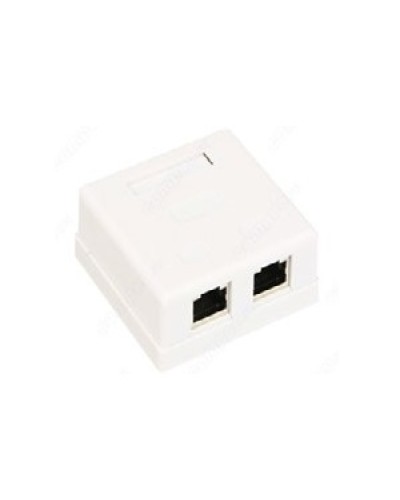 Розетка компьютерная RJ-45 (8P8C), категория 5e, двойная, внешняя (настенная), Dual IDC, белая во Владивостоке Розетки компьютерные и телефонные Pintop.ru