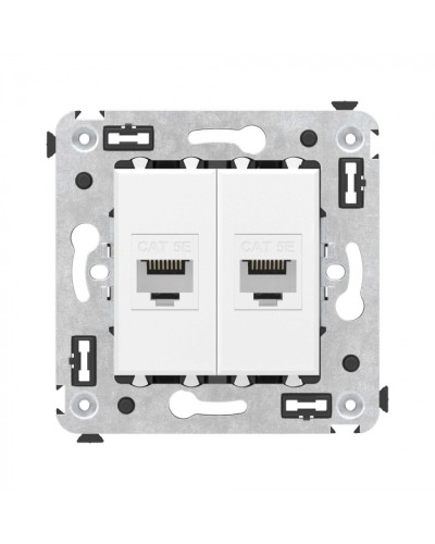 Компьютерная розетка RJ-45 без шторки в стену, кат.5е двойная, Avanti, Белое облако DKC 4400664 во Владивостоке Розетки компьютерные и телефонные Pintop.ru