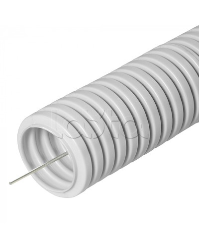 Труба ПВХ гибкая гофрированная д.16мм, лёгкая с протяжкой, 100м, цвет серый Cabeus (FCPL-16-PVC-100-1-GY) во Владивостоке Труба гофрированная Pintop.ru