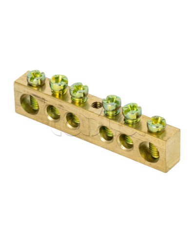 Шина PEN ноль-земля (8х12мм) 6 отверстий латунь крепеж по центру EKF PROxima (sn0-125-6-c) во Владивостоке Клеммные колодки Pintop.ru