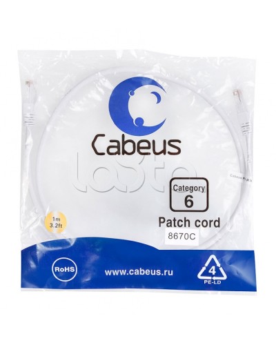 Патч-корд UTP, категория 6, 1 м, неэкранированный, белый Cabeus PC-UTP-RJ45-Cat.6-1m-WH во Владивостоке Патчкорды (медные) Pintop.ru
