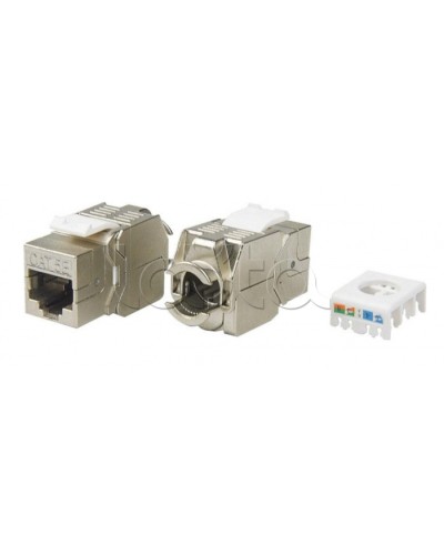 Вставка Keystone Jack RJ-45(8P8C) Hyperline KJ8-8P8C-C5e-180-TLS-SH-F-WH во Владивостоке Модули Keystone Pintop.ru