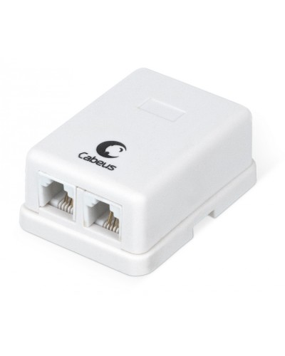 Розетка телефонная RJ-12(6P4C), двойная, внешняя, белая Cabeus WS-6P4C-TEL-2 во Владивостоке Розетки компьютерные и телефонные Pintop.ru