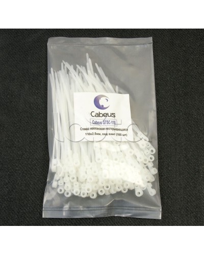 Стяжка нейлоновая неоткрывающаяся, безгалогенная (halogen free), 110x2.5мм, под винт (100 шт) Cabeus GTSC-110 во Владивостоке Стяжки-хомуты Pintop.ru