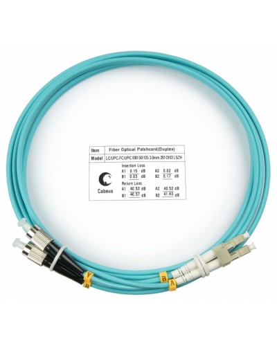 Шнур оптичесикй duplex LC-FC 50/125 MM OM3 1,5 м LSZH Cabeus FOP-50-LC-FC-1.5M во Владивостоке Патч-корды оптические Pintop.ru