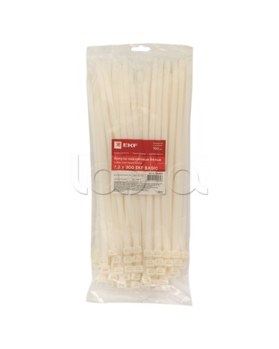 Хомут нейлоновый (7,2х300) (100шт.) EKF Basic (plc-c-7.2x300) во Владивостоке Стяжки-хомуты Pintop.ru