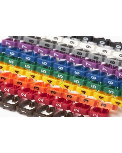 Маркеры (клипсы) на кабель, защелкивающиеся D 6-7мм, 0-9, 10 цветов (100 шт) Hyperline MA-67-R во Владивостоке Держатели, клипсы, скобы Pintop.ru