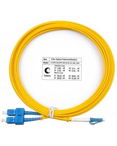 Шнур оптический duplex LC-SC 9/125 sm 3м LSZH Cabeus FOP(d)-9-LC-SC-3m во Владивостоке Патч-корды оптические Pintop.ru