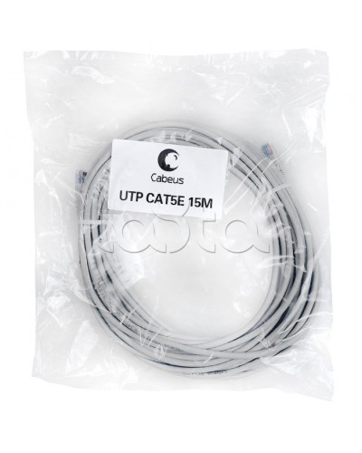 Патч-корд UTP, категория 5e, 15 м, неэкранированный, серый Cabeus PC-UTP-RJ45-Cat.5e-15m во Владивостоке Патчкорды (медные) Pintop.ru