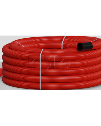 NR040 Двустен. труба ПНД гибкая откр. прокладки, SN29, с зондом, D40мм (50м) красн. Экопласт (801040HFR-UF-RD) во Владивостоке Труба гофрированная Pintop.ru