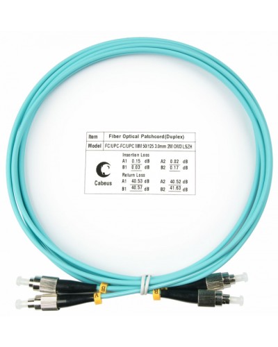 Шнур оптический duplex FC-FC 50/125 mm OM3 2м LSZH Cabeus FOP-50-FC-FC-2m во Владивостоке Патч-корды и пигтейлы Pintop.ru