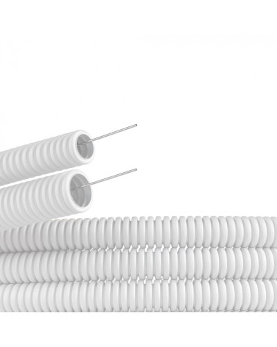 Труба ПЛЛ гибкая гофр. не содержит галогенов д.16мм, ПВ-0, с протяжкой,100м, цвет белый DKC (81816) во Владивостоке Труба гофрированная Pintop.ru