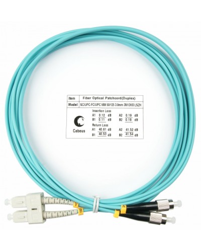 Шнур оптический duplex SC-FC 50/125 mm OM3 3м LSZH Cabeus FOP-50-SC-FC-3m во Владивостоке Патч-корды и пигтейлы Pintop.ru