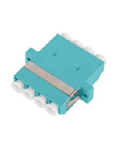 Адаптер NIKOMAX волоконно-оптический, соединительный, многомодовый, стандарта OM3, LC/UPC-LC/UPC, квадро, пластиковый, без шторки, с фланцами, аква, уп-ка 2шт. во Владивостоке Проходные адаптеры и розетки оптические Pintop.ru