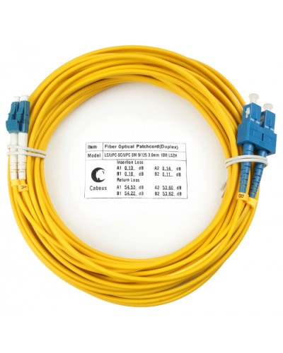 Шнур оптический duplex LC-SC 9/125 sm 15м LSZH Cabeus FOP(d)-9-LC-SC-15m во Владивостоке Патч-корды оптические Pintop.ru