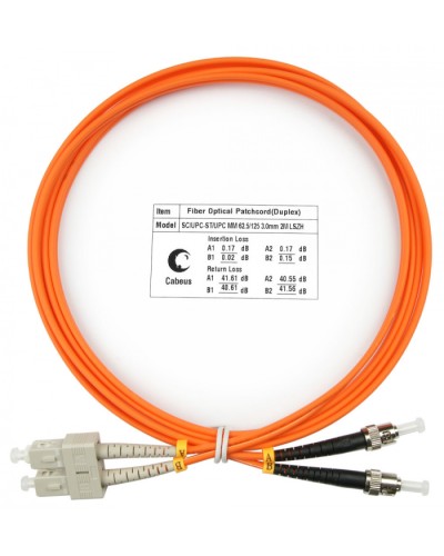 Шнур оптический duplex SC-ST 62,5/125 mm 2м LSZH Cabeus FOP-62-SC-ST-2m во Владивостоке Патч-корды оптические Pintop.ru