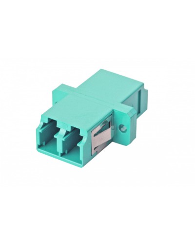 Оптический адаптер OM3, дуплекс LC, с фланцами, бирюзовый Eurolan (36A-30-2L-02AQ) во Владивостоке Проходные адаптеры и розетки оптические Pintop.ru
