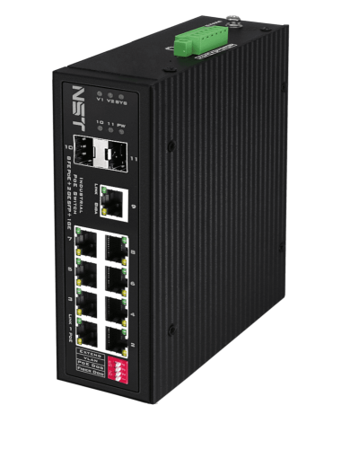 PoE коммутатор Fast Ethernet на 8 FE RJ45 PoE + 1 x GE RJ45 + 2 GE SFP порта NST NS-SW-8F3G-P/I во Владивостоке Коммутаторы Pintop.ru