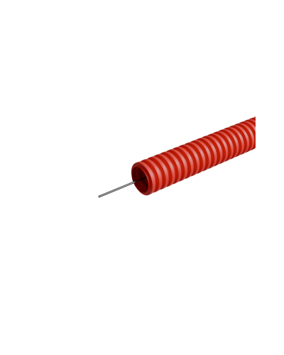 Труба гофрированная ПНД лёгкая d32 мм с зондом трудногорючая безгалогенная (HFFRLS), (уп. 50 м) КМ-профиль (KM-FRTG-32) во Владивостоке Труба гофрированная Pintop.ru